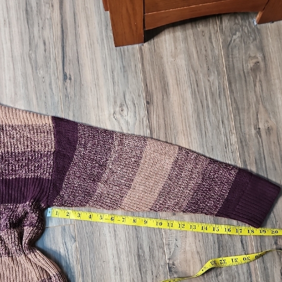 Market & Spruce Women's Maroon Burgundy and Tan Striped Cardigan Grandpa NWT 3x - Picture 8 of 9